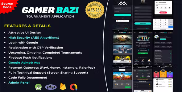 GamersBaazi - Tournament Application - Admob Ads - Web Based Admin Panel